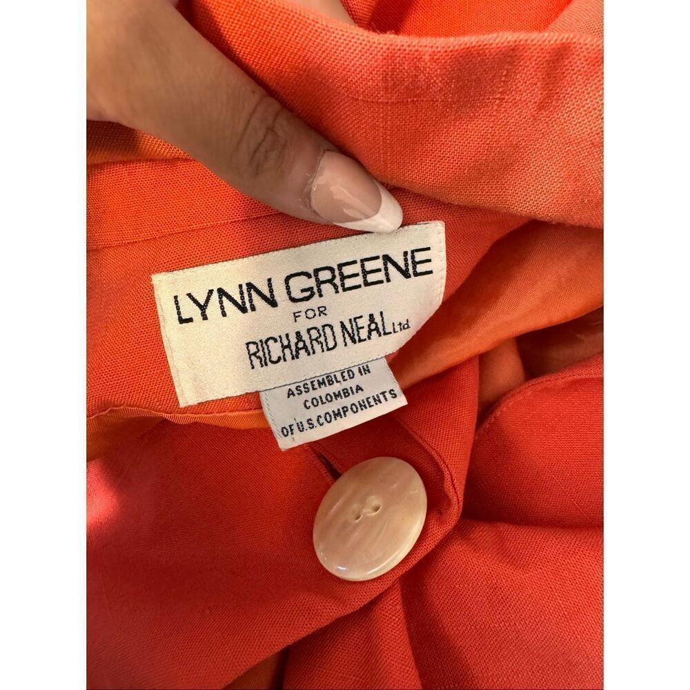 Vintage Lynn Greene for Richard Neal Oversized Blazer Orange Linen Blend Size L - Picture 7 of 8